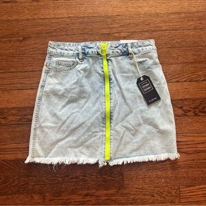 Love Tree Denim Frayed Mini Skirt